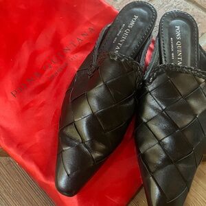 Pons Quintana Black Leathet Mules Size 38